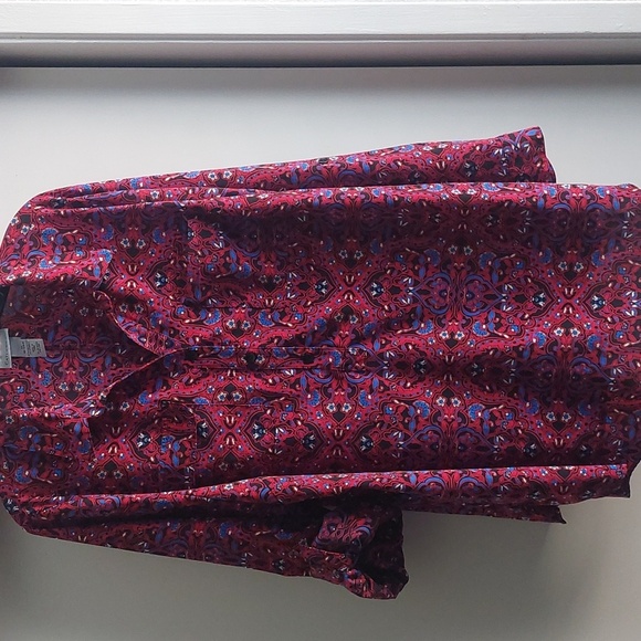 Catherines Multicolored Button Front Roll Tab Convertible Blouse Shirt 18-20 1X - Picture 6 of 7